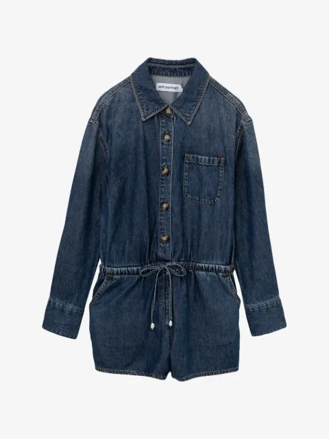 Self-Portrait drawstring-waist button-front playsuit