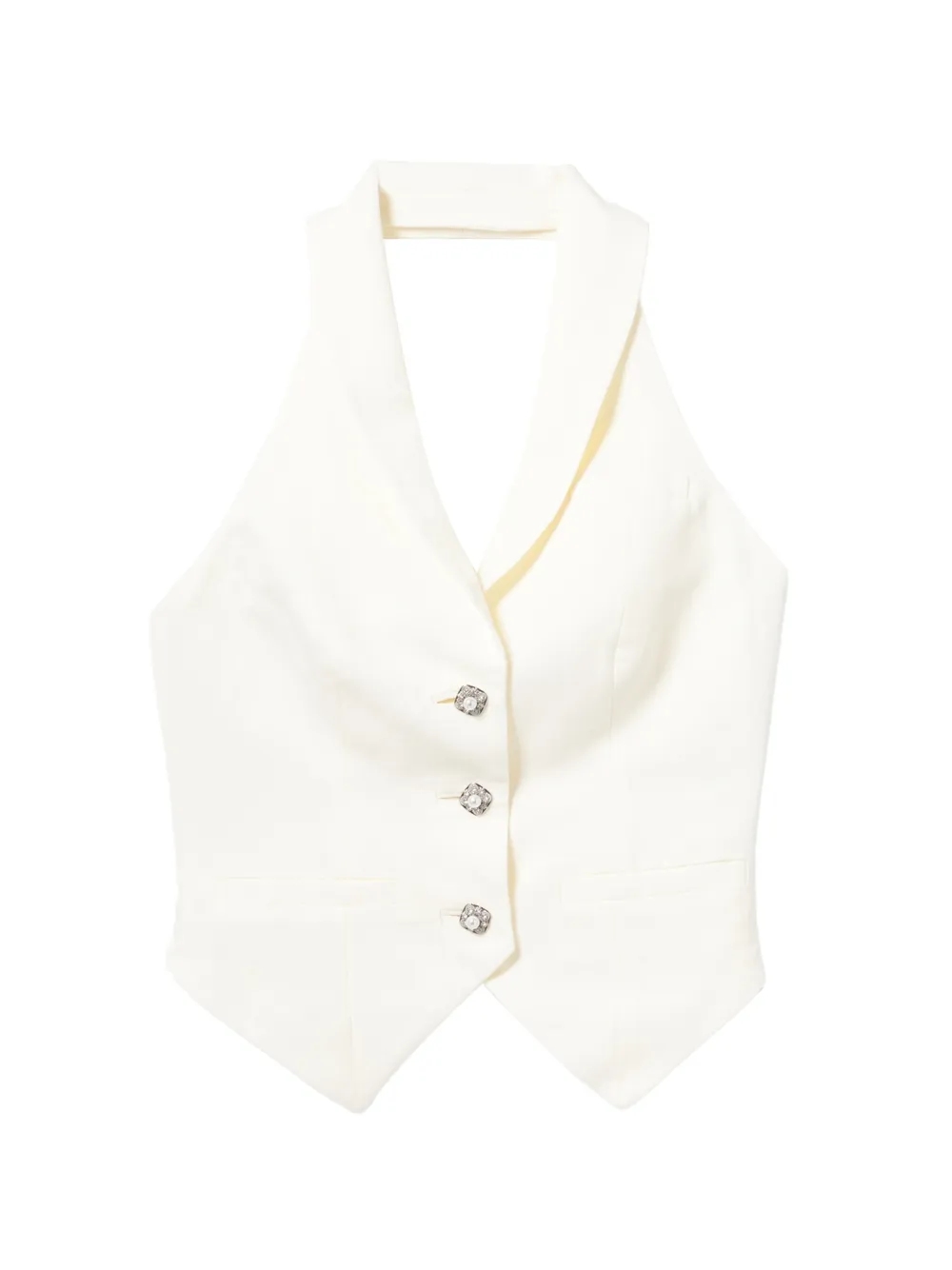 Self-Portrait crystal-embellished top - Neutrals