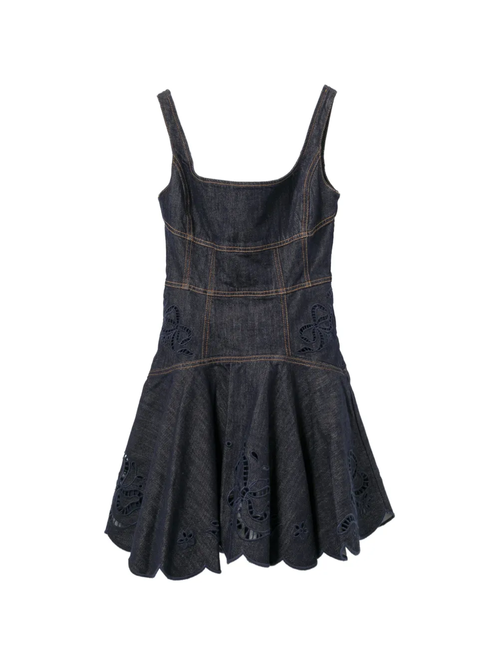 Self-Portrait broderie-anglaise panelled mini dress - Blu