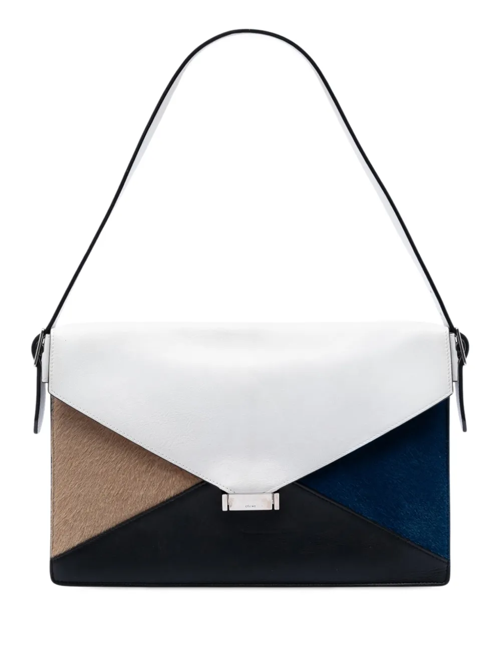 Celine Pre-Owned 2012 Multicolor Leather and Pony Hair Diamond shoulder bag - Bianco