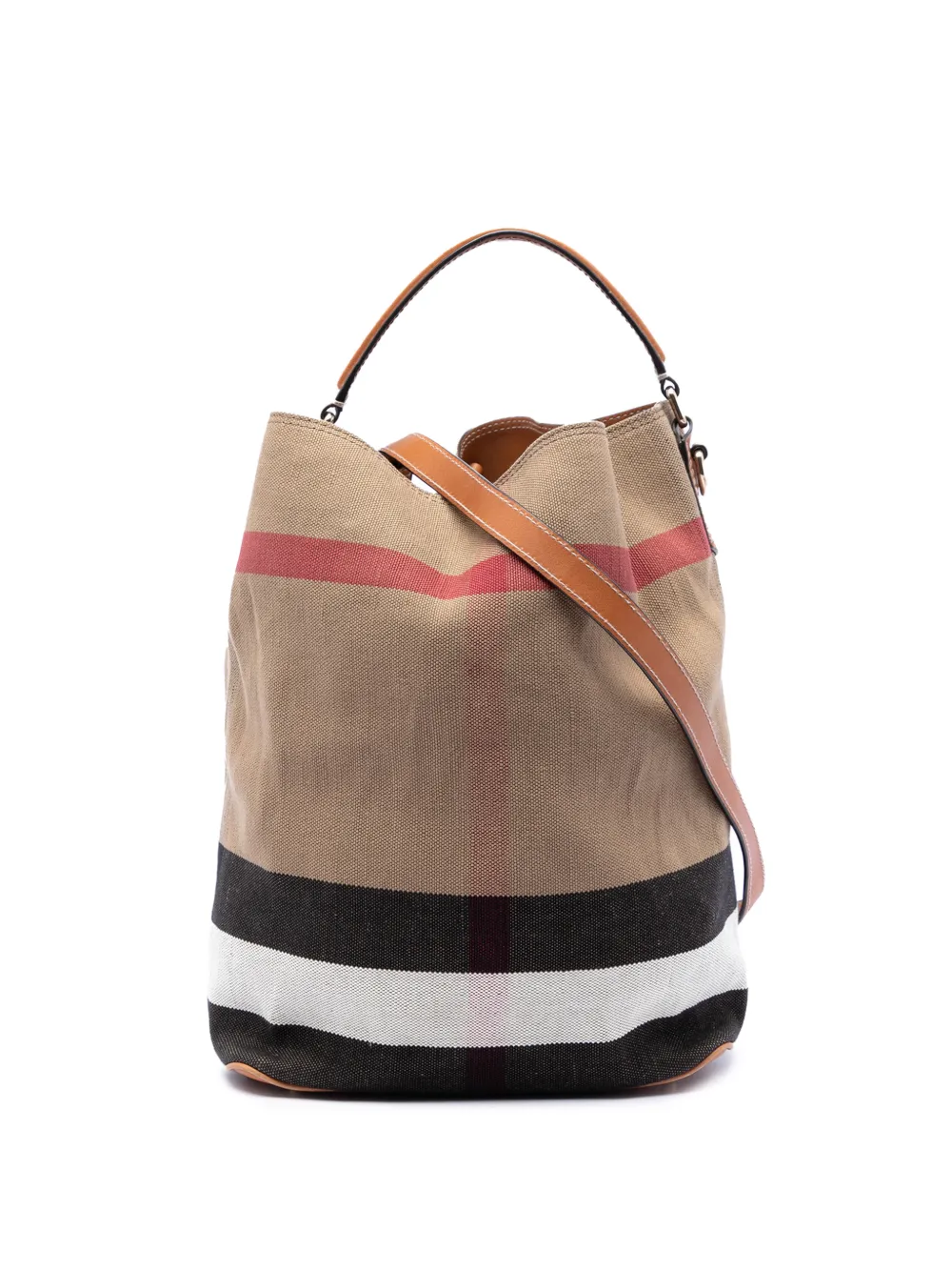 Burberry Pre-Owned 2000-2017 Medium Mega Check Canvas Ashby Bucket Bag satchel - Brown