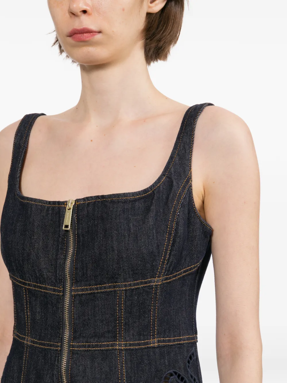 Self-Portrait Flared midi-jurk met uitgesneden details Blauw