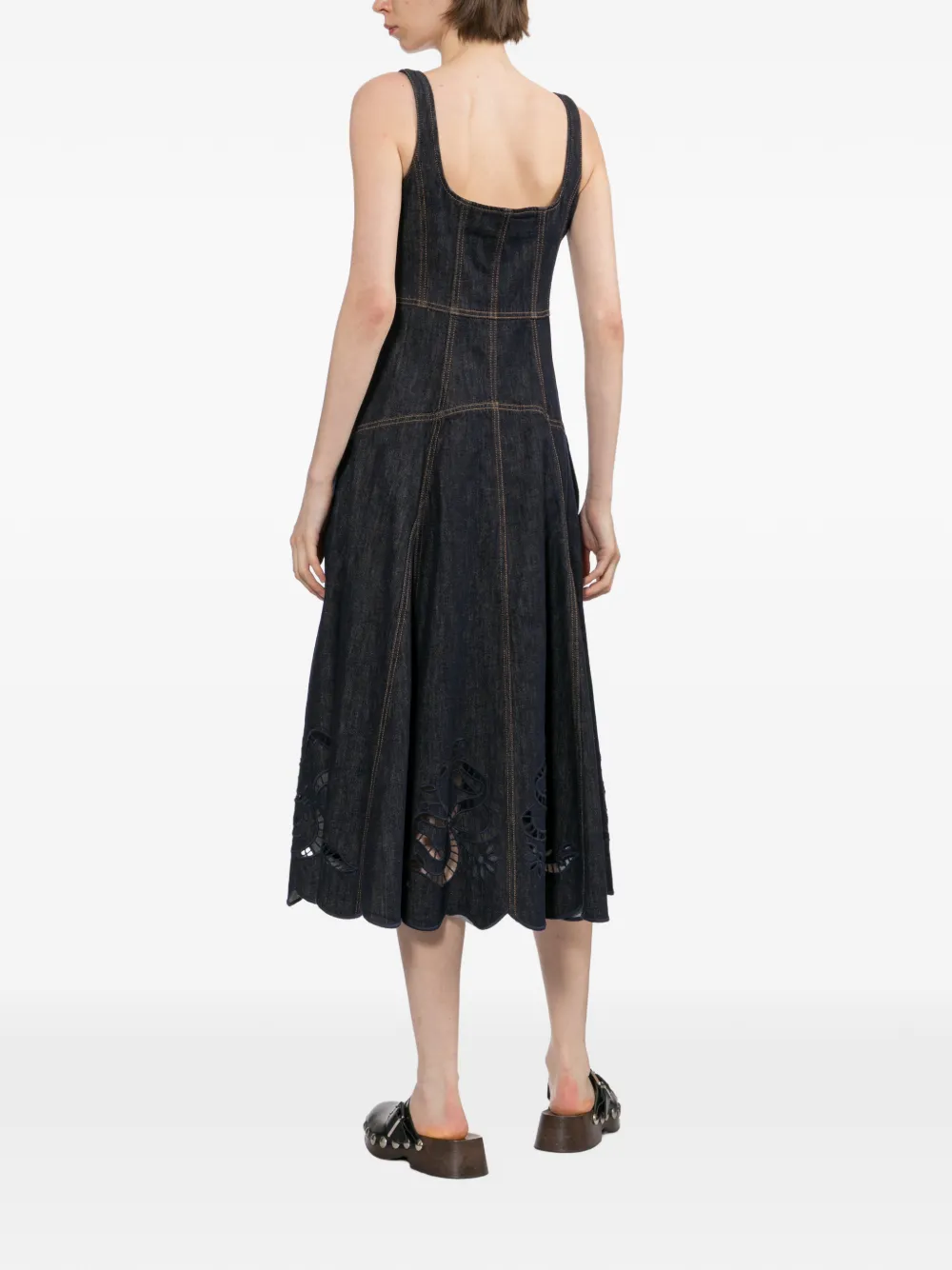 Self-Portrait Flared midi-jurk met uitgesneden details Blauw