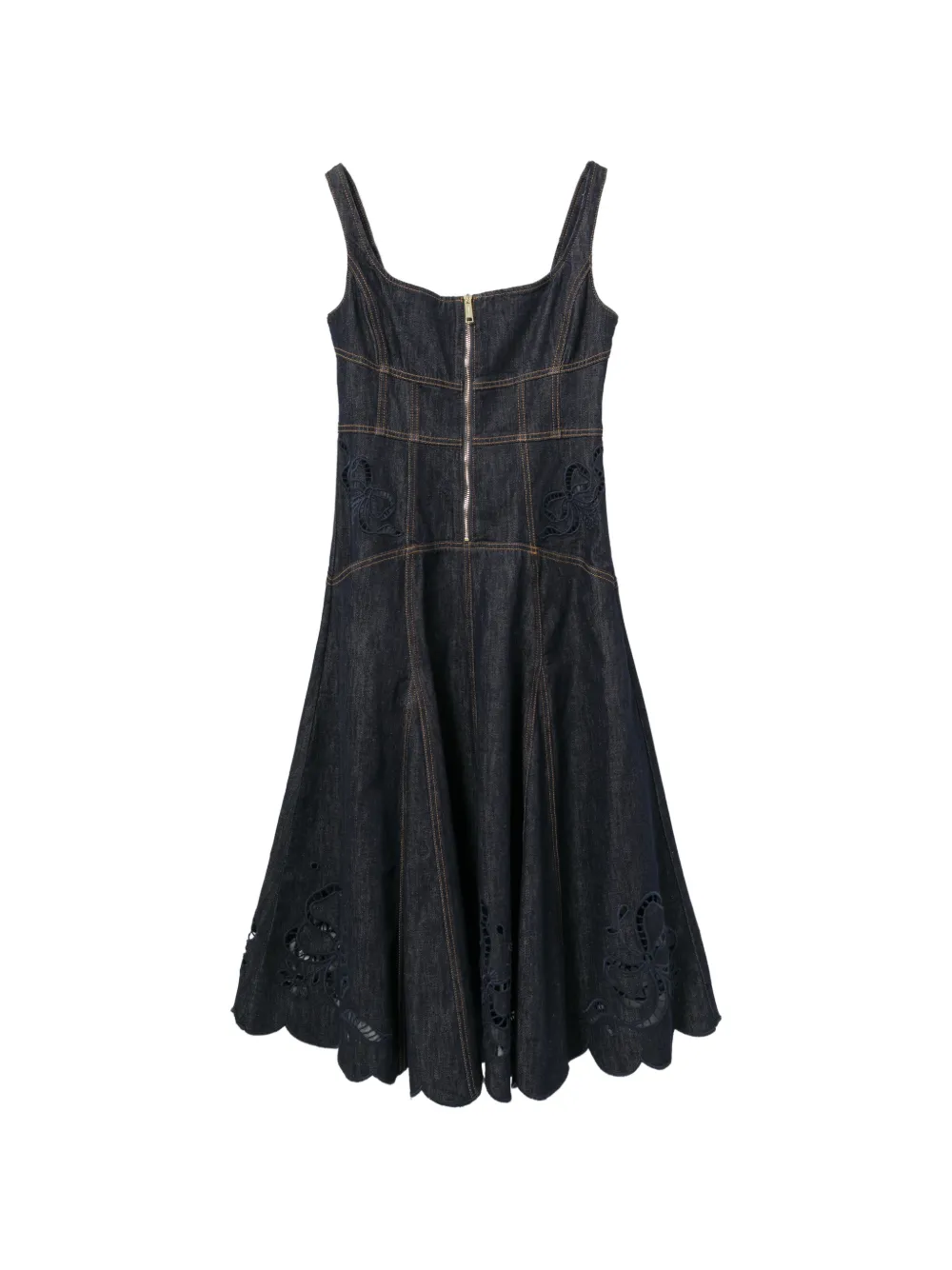 Self-Portrait cut-out flared-hem midi dress - Blue