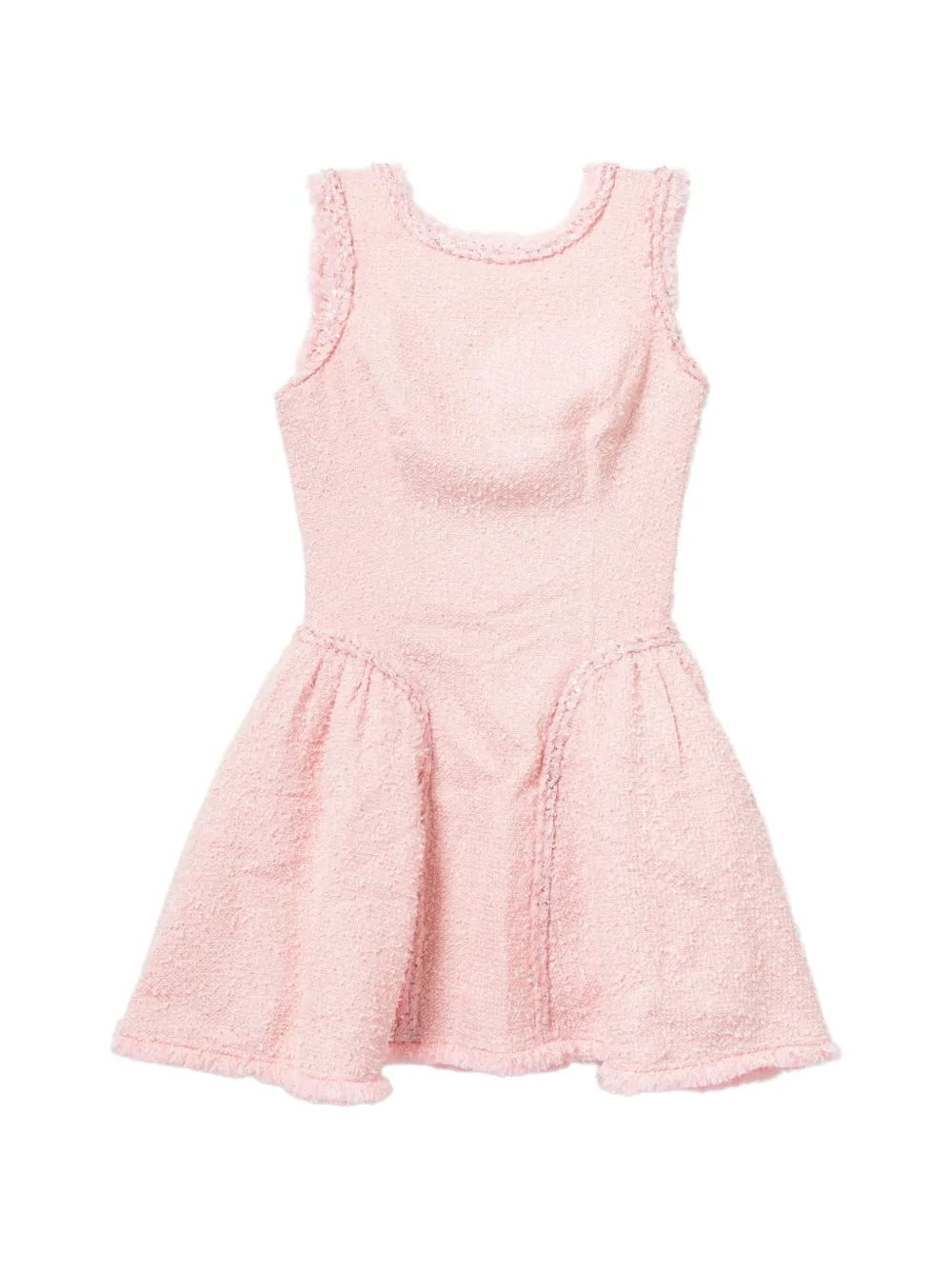 Self-Portrait bouclé-knit frayed mini dress - Rosa