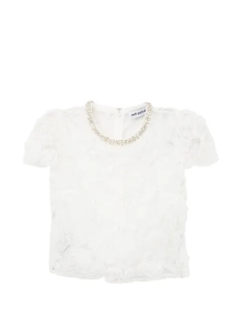 Self-Portrait floral-appliqué crystal-embellished blouse