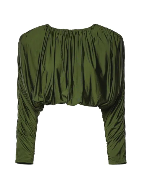 Self-Portrait ruched-detail cropped blouse