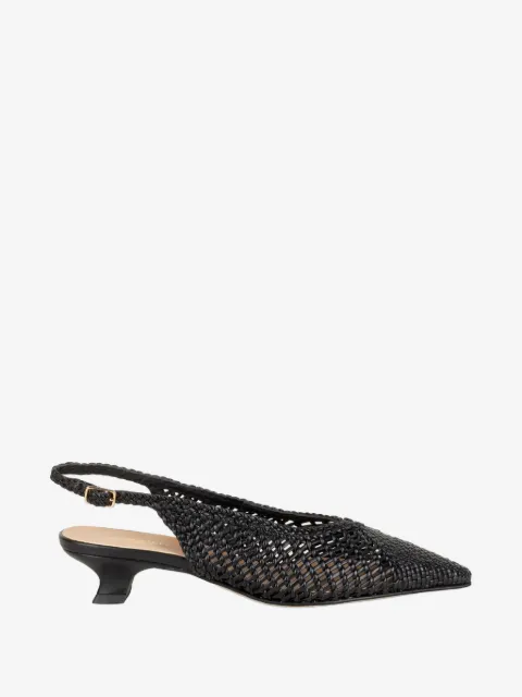 STATUS woven slingback mules