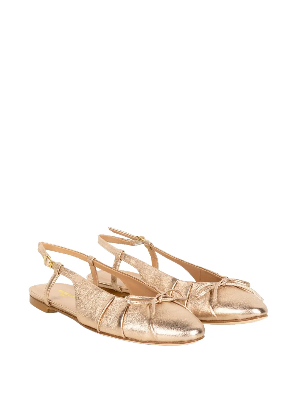 Status Bow-detail Metallic-leather Mules In Gold