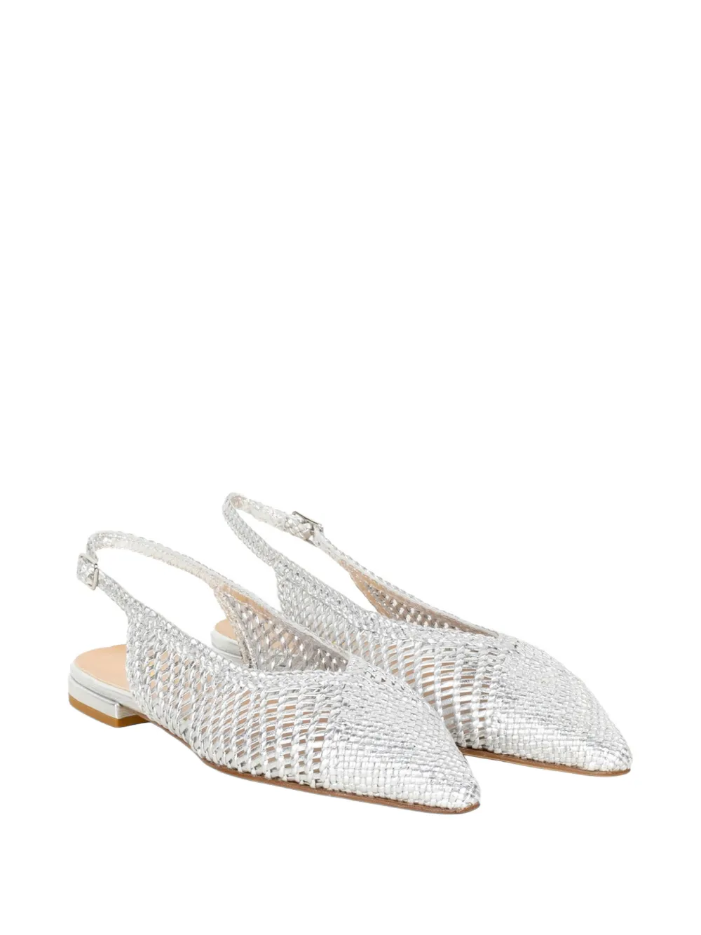  Status Intreccio Slingback Mules - Argent 