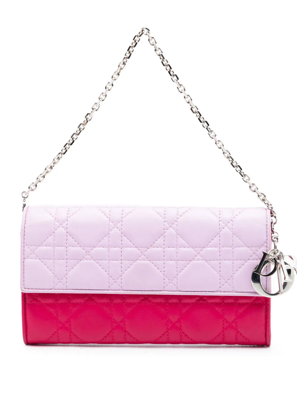 Christian Dior Pre-Owned 2014 Bicolor Lambskin Cannage Lady Dior Wallet On Chain handbag - Rosa