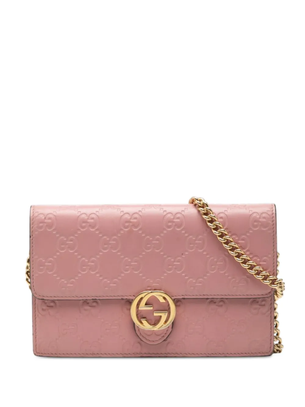 Gucci Pre-Owned 2016-2025 Guccissima Interlocking G Wallet on Chain crossbody bag - Rosa