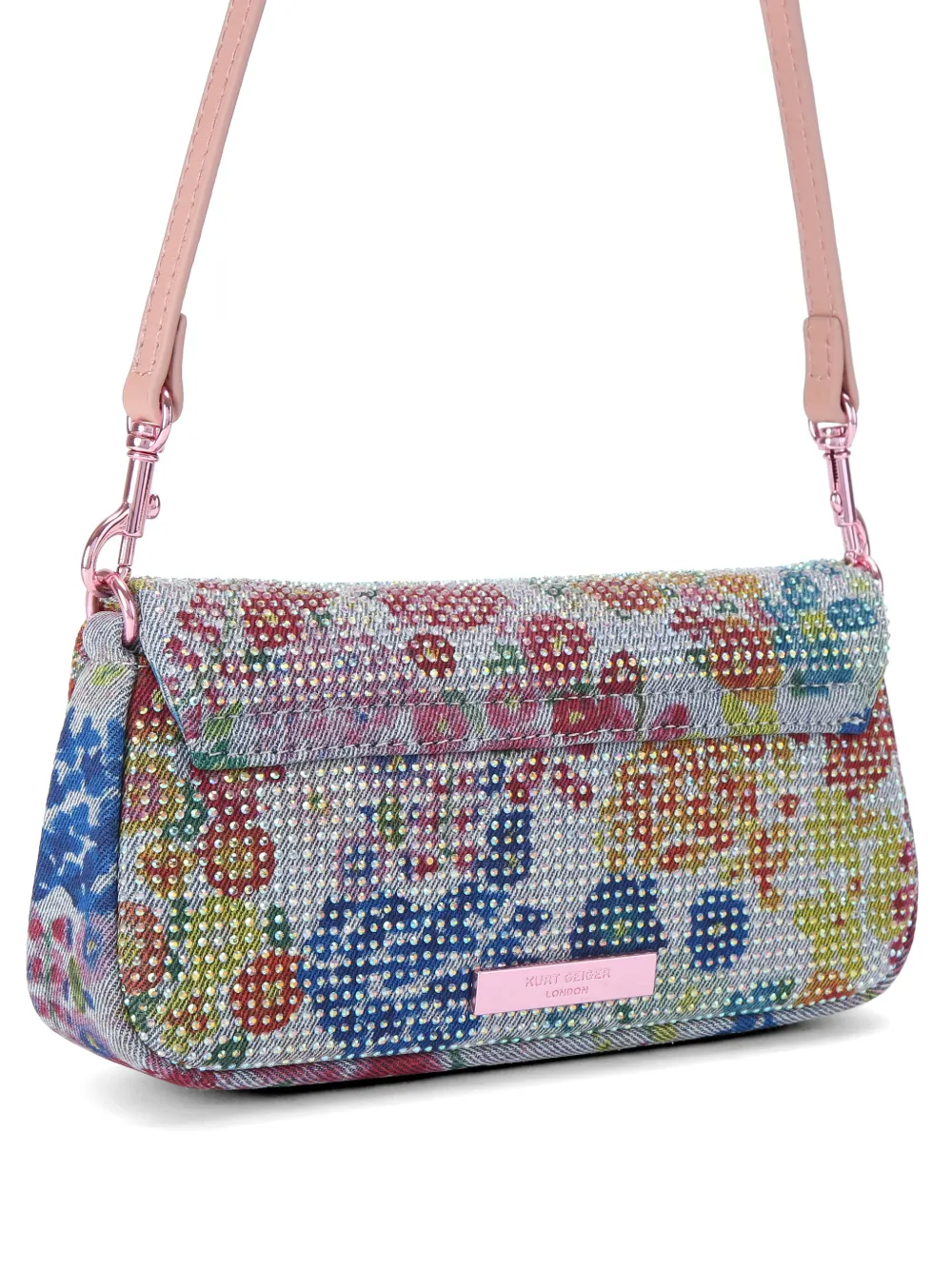 Kurt Geiger London Schoudertas verfraaid met kristallen en bloemen-print Blauw