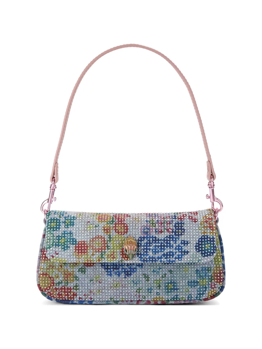 Kurt Geiger London crystal-embellished floral-print shoulder bag - Blau