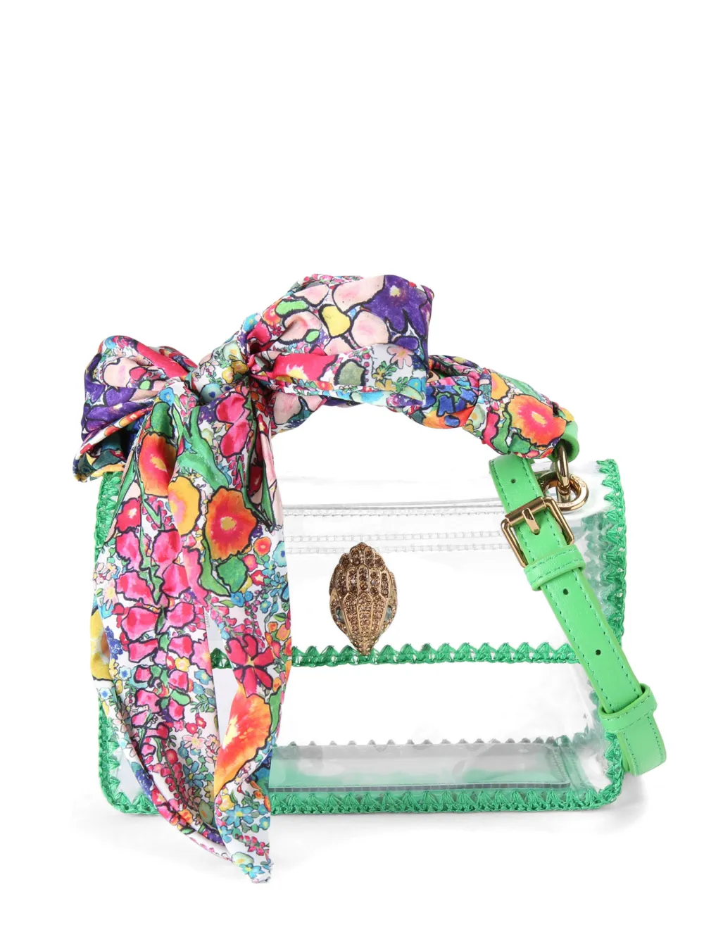 Kurt Geiger Kensington Scarf-wrapped Clutch Bag In Green