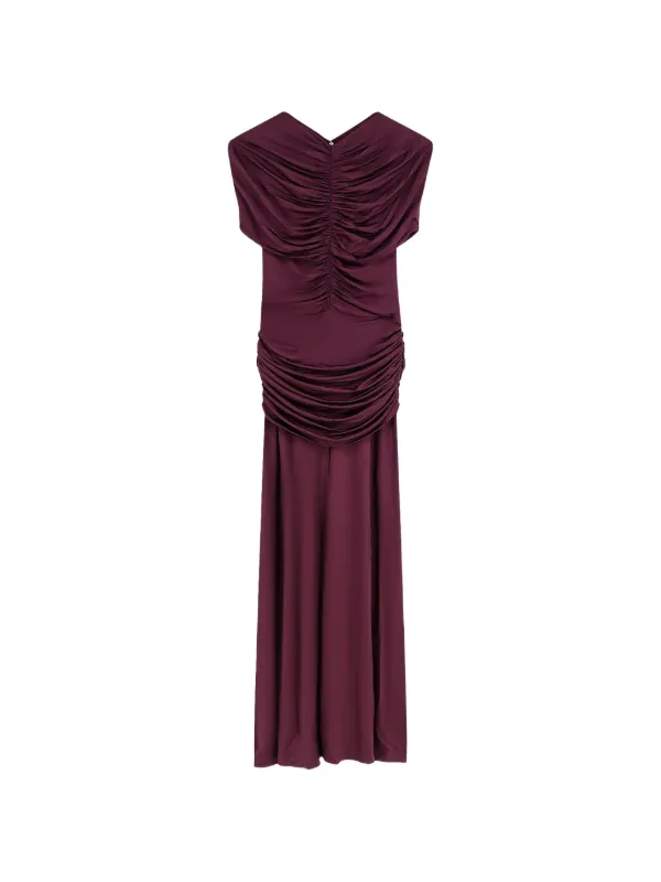 self portrait jersey dress Self-Portrait Gathered Midi | Purple classic christmas