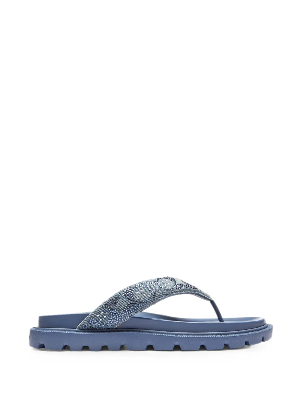 Coach crystal-embellished logo-print flip-flops - Blu