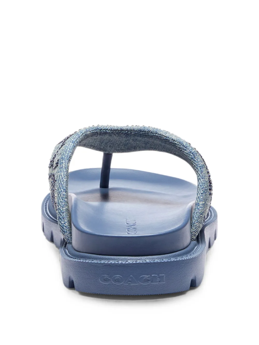 Coach crystal-embellished logo-print flip-flops Blauw