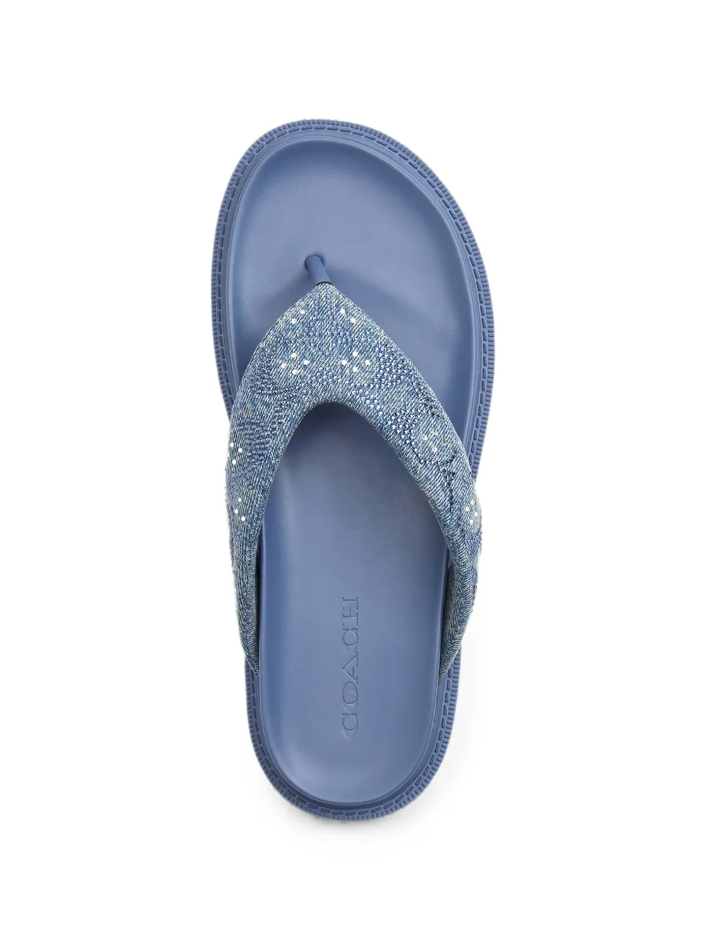 Coach crystal-embellished logo-print flip-flops Blauw