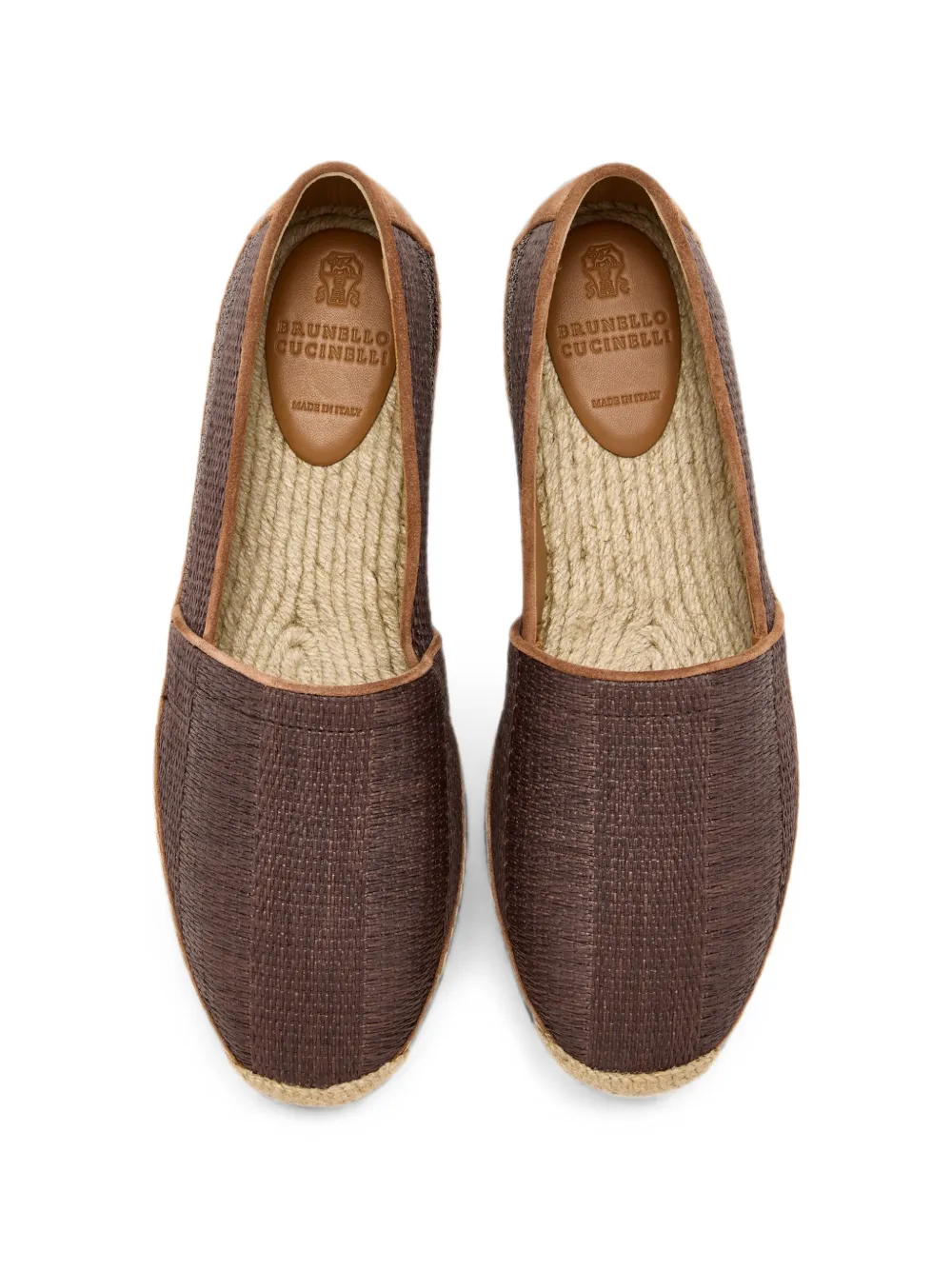 Brunello Cucinelli woven suede-panelled espadrilles Bruin