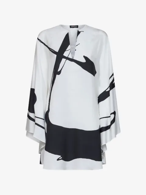 Kiton blusa con estampado gráfico y volantes