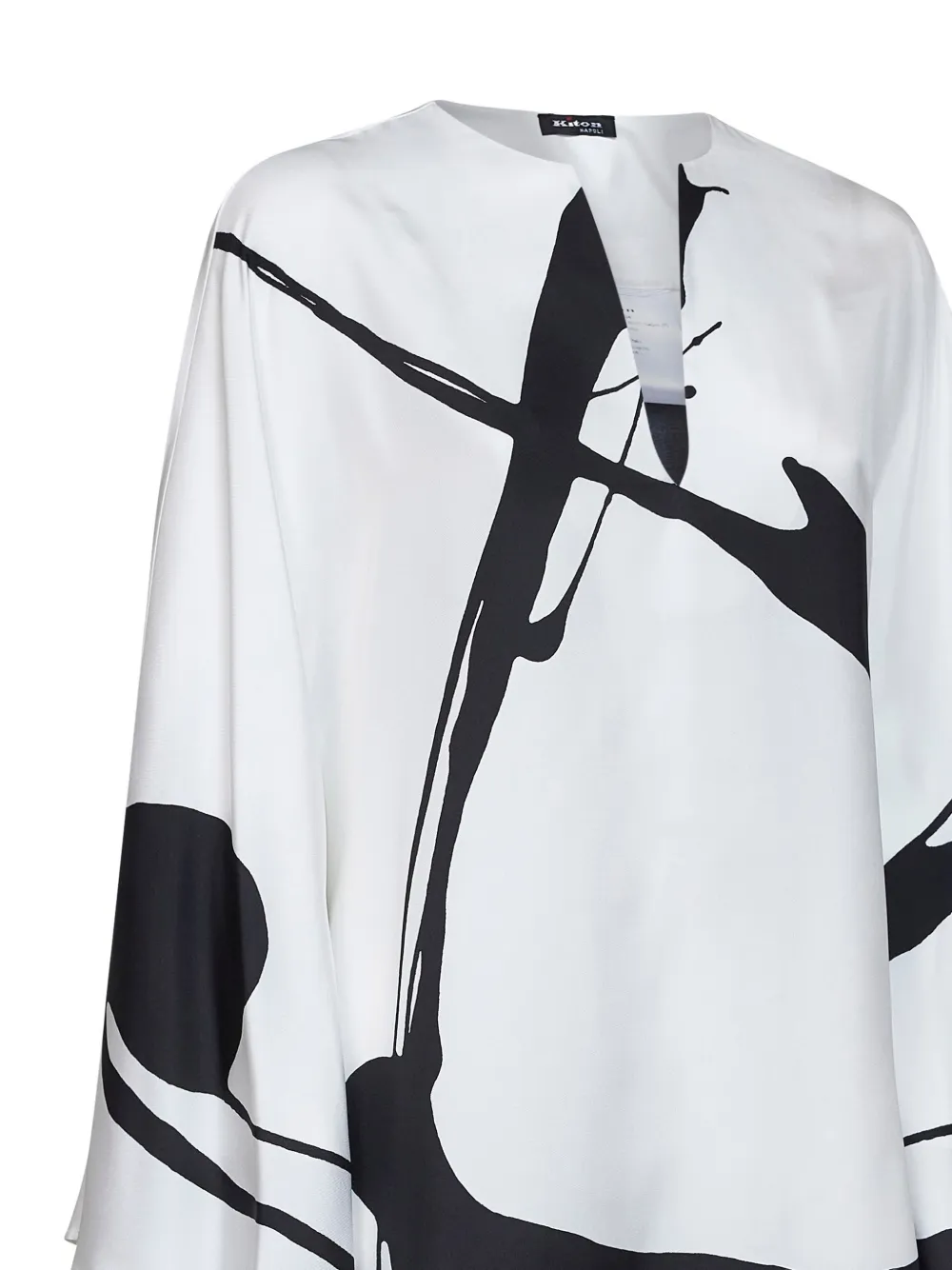 Kiton Graphic-print Ruffled Blouse in White, view 3