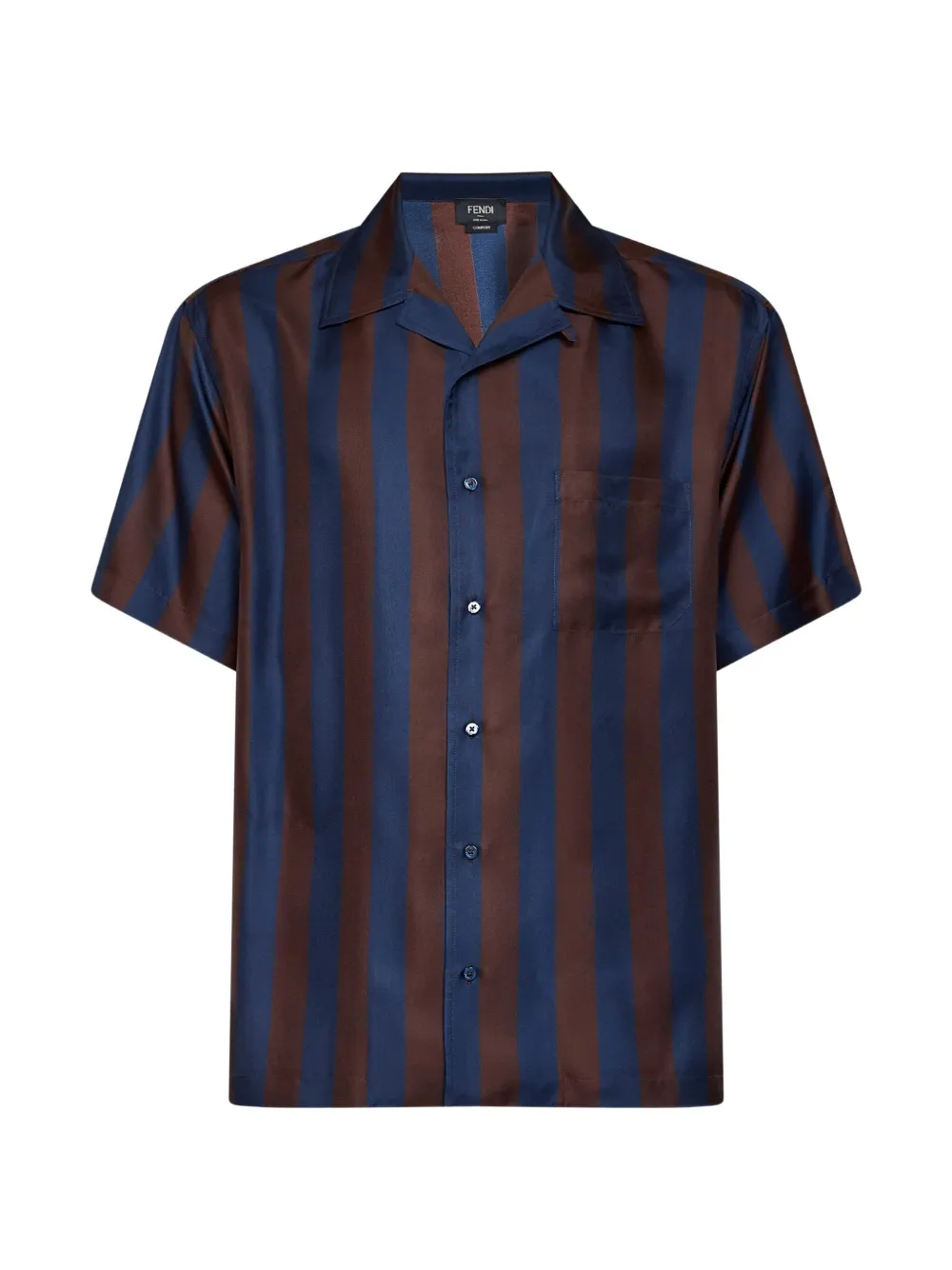 FENDI Pequin-striped silk shirt - Blu