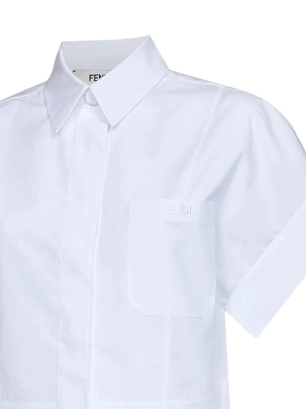 FENDI Cropped shirt met geborduurd logo Wit