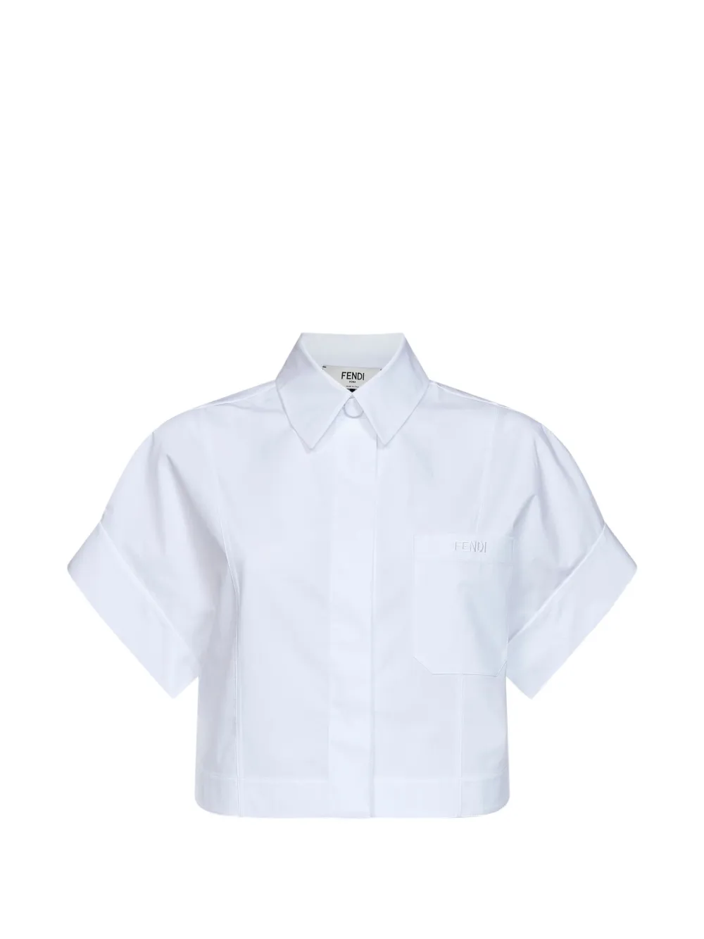 FENDI embroidered-logo cropped shirt - White