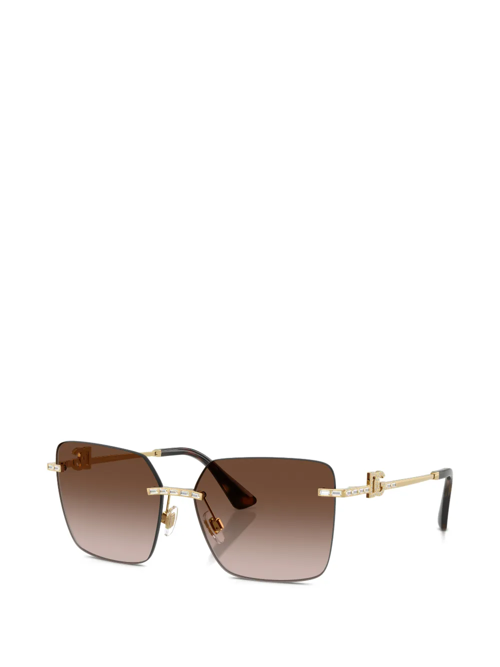 Dolce & Gabbana Eyewear Zonnebril met DG-logo verfraaid met kristallen Bruin