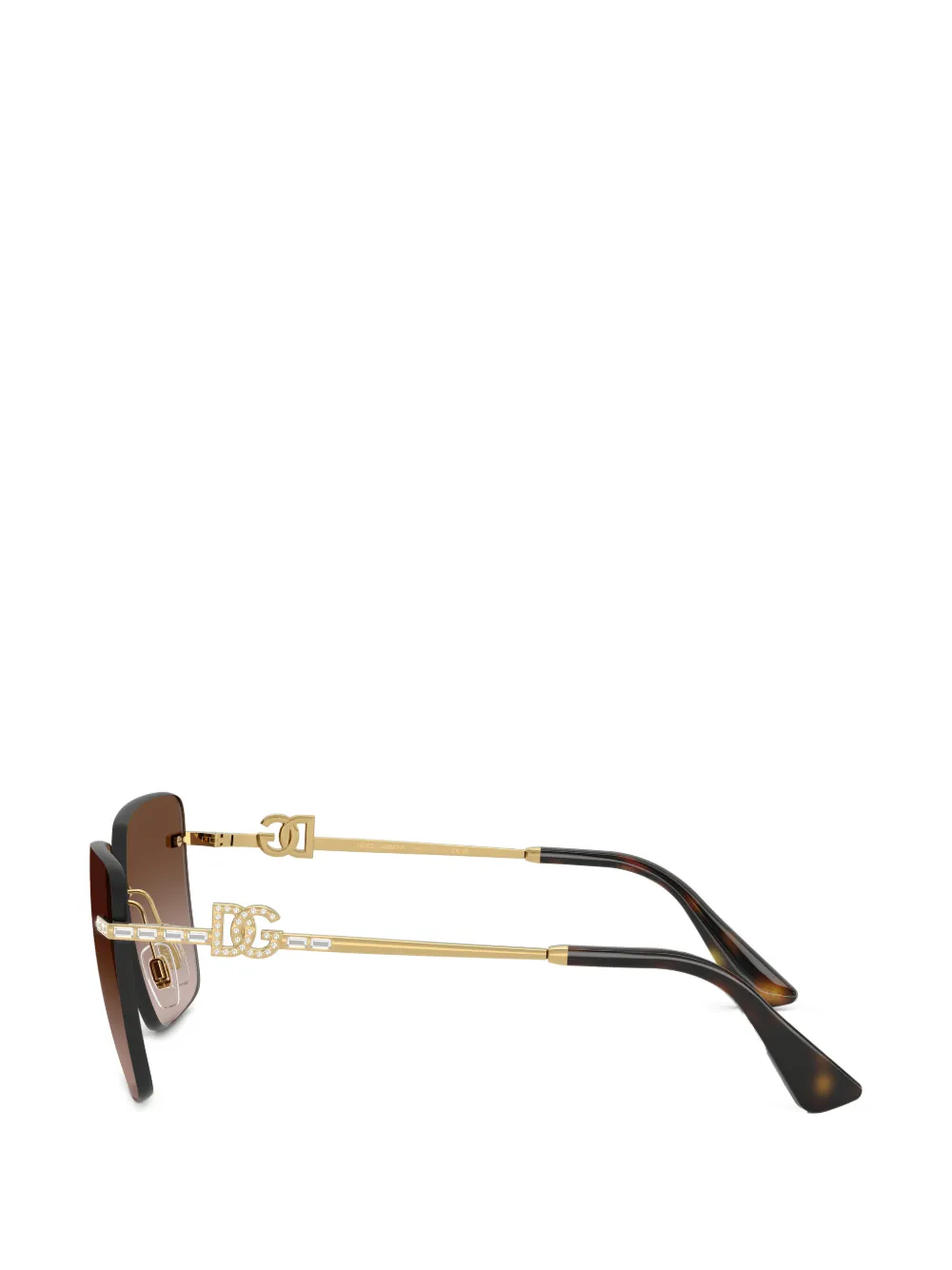 Dolce & Gabbana Eyewear Zonnebril met DG-logo verfraaid met kristallen Bruin