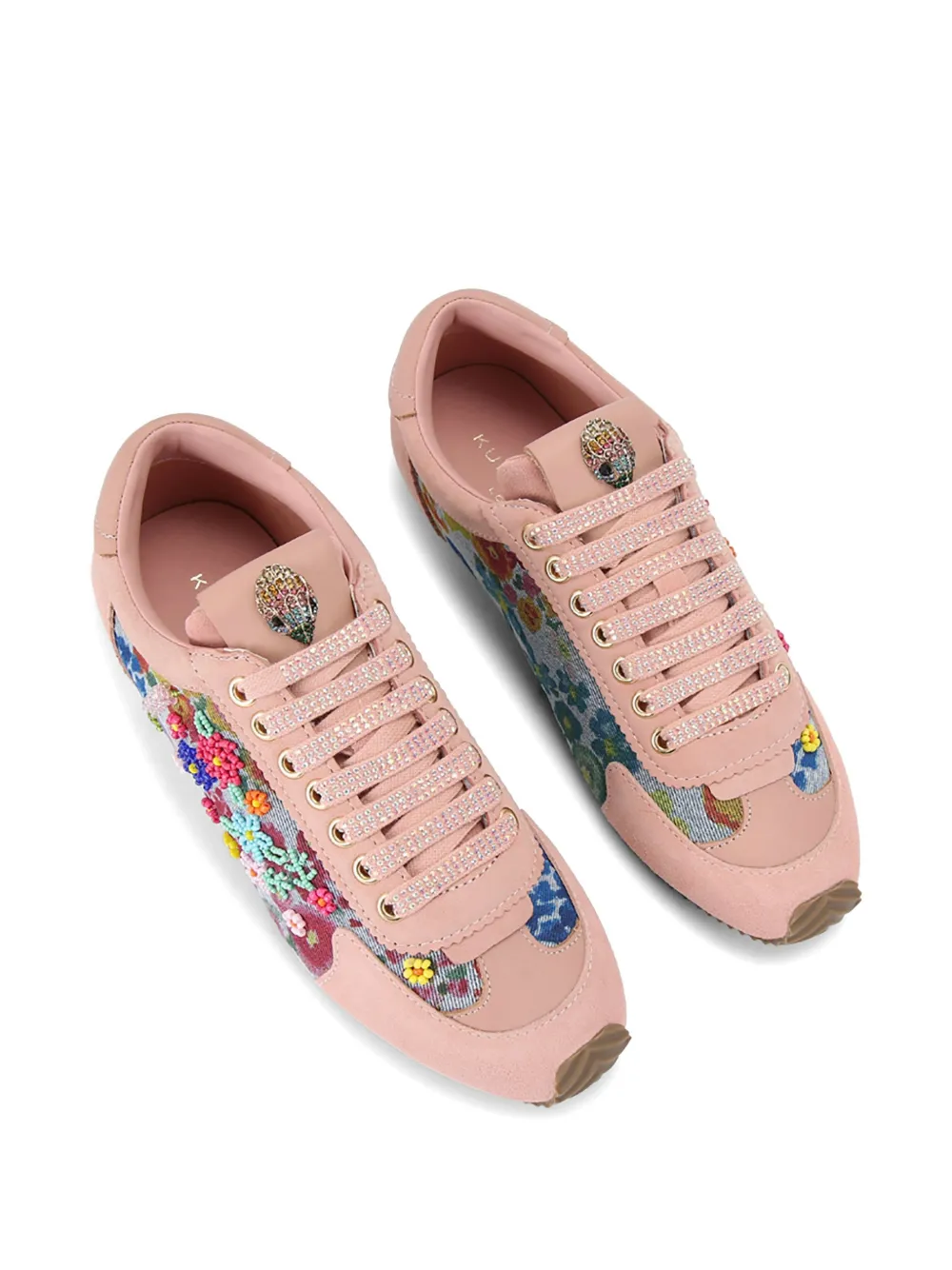 Kurt Geiger London Islington floral-print beaded sneakers Roze
