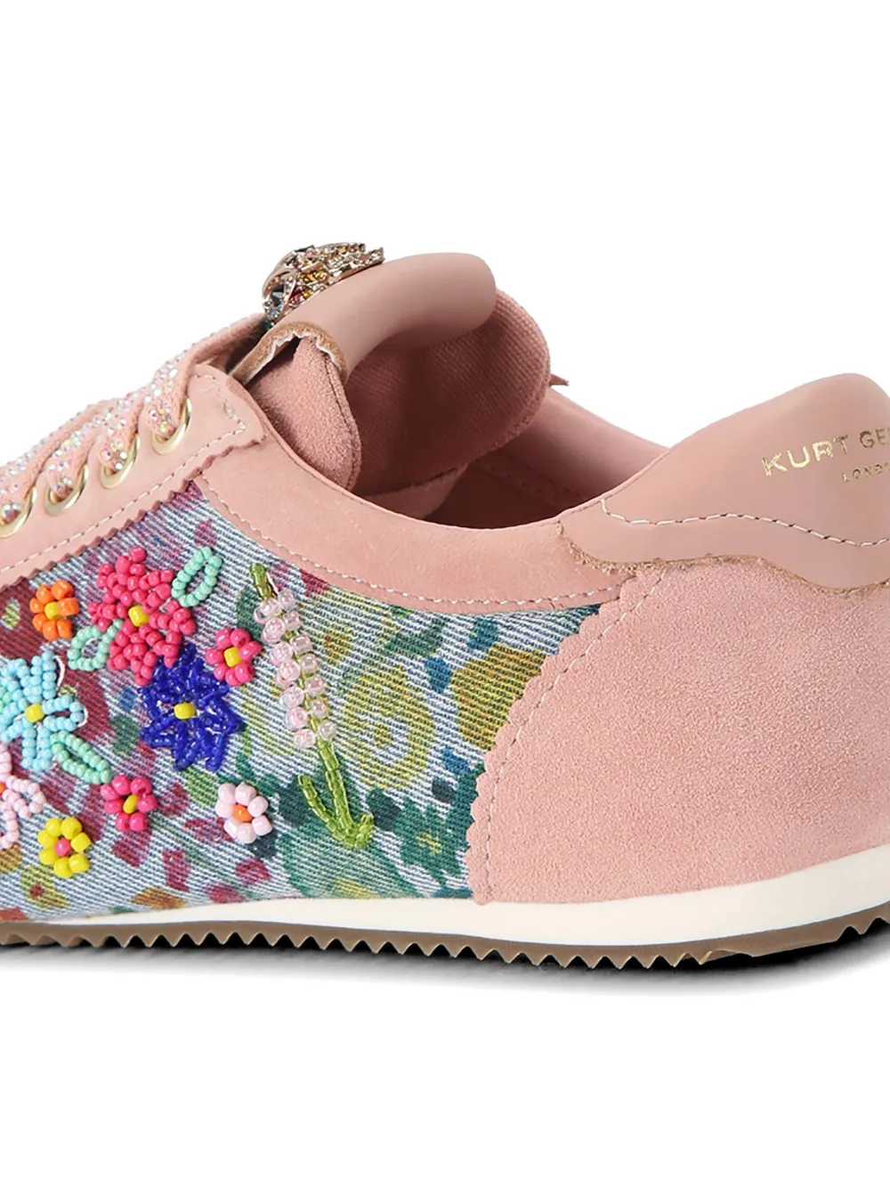 Kurt Geiger London Islington floral-print beaded sneakers Roze