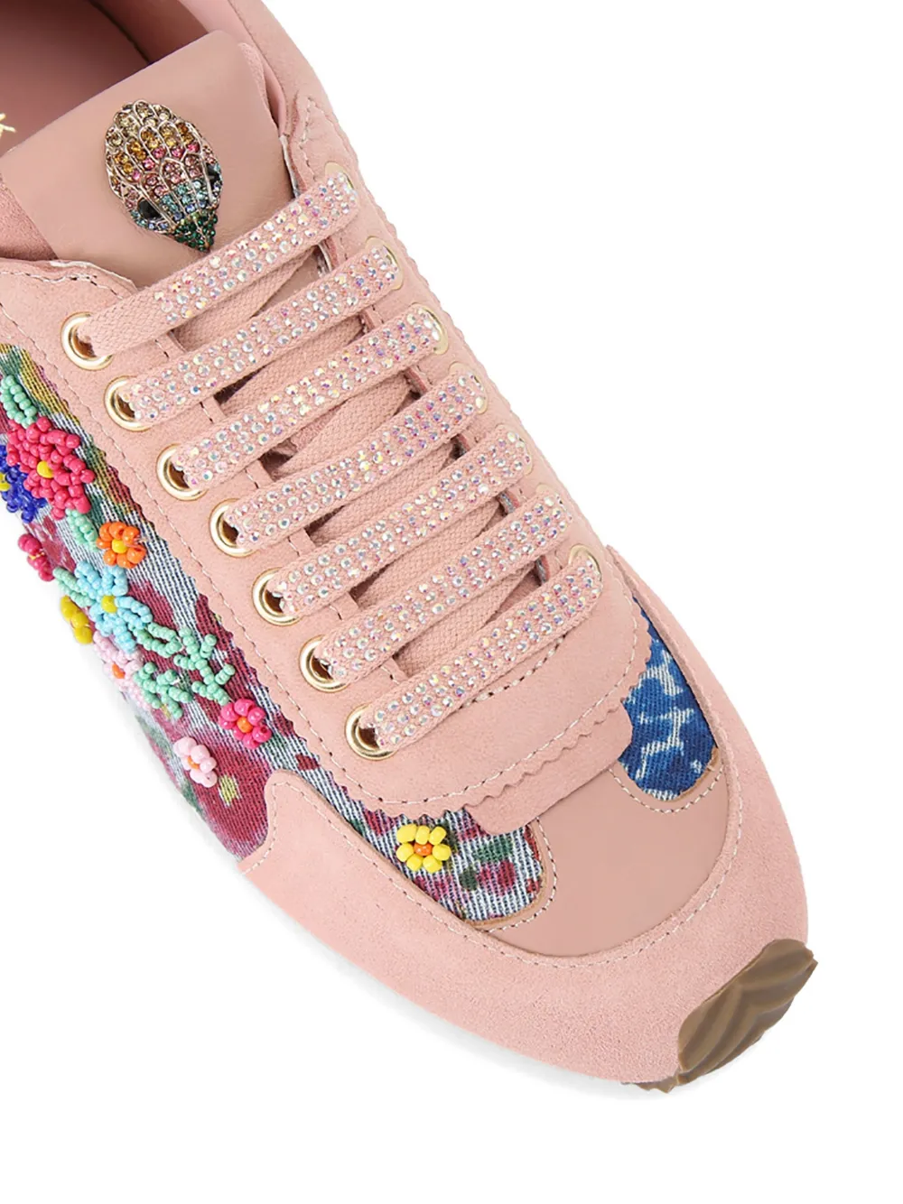Kurt Geiger London Islington floral-print beaded sneakers Roze