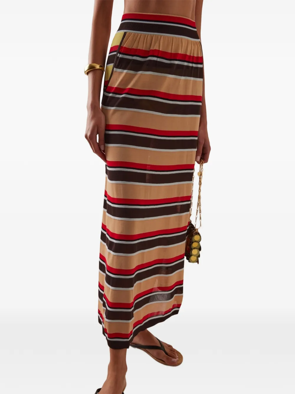Rabanne Semi-doorzichtige maxi-rok Beige