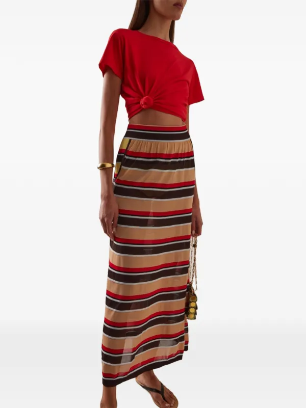 Rabanne Striped Semi-sheer Maxi Skirt in Neutrals