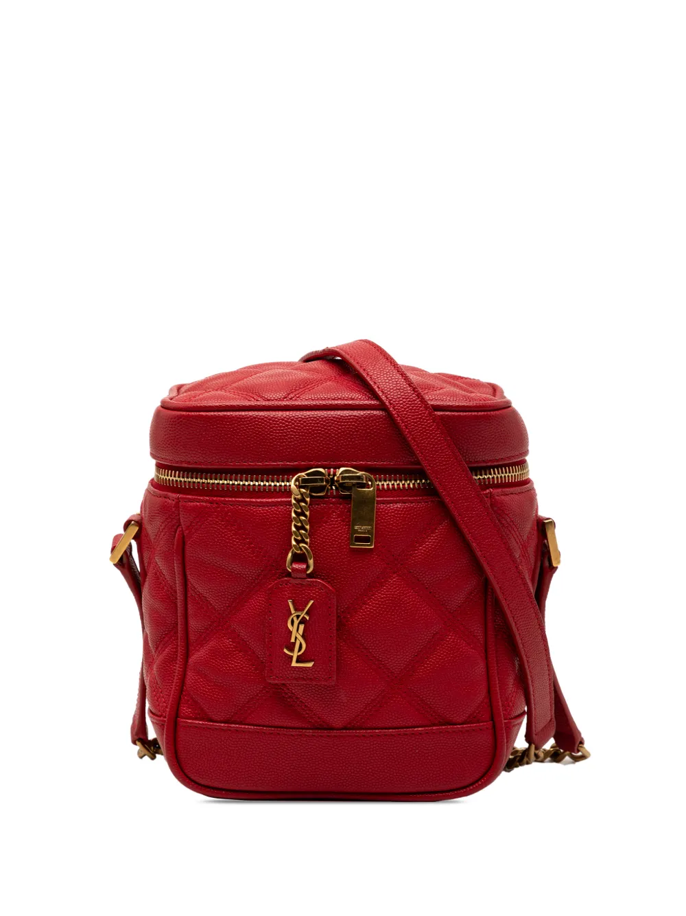Saint Laurent Pre-Owned 2021 Grain de Poudre Quilted 80s vanity bag - Rosso