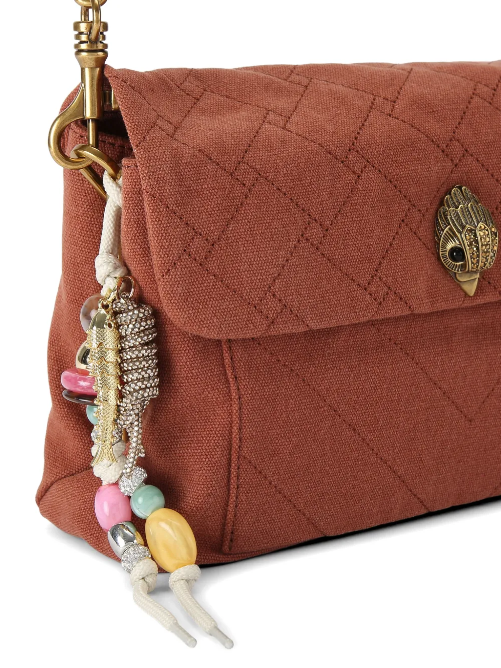Kurt Geiger London Kensington gewatteerde canvas schoudertas Bruin