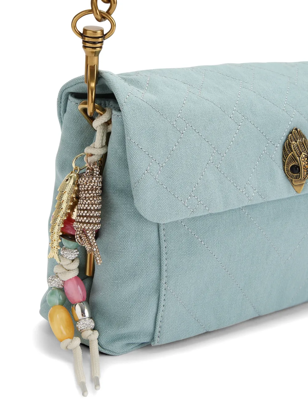 Kurt Geiger London Celia gewatteerde canvas schoudertas Blauw