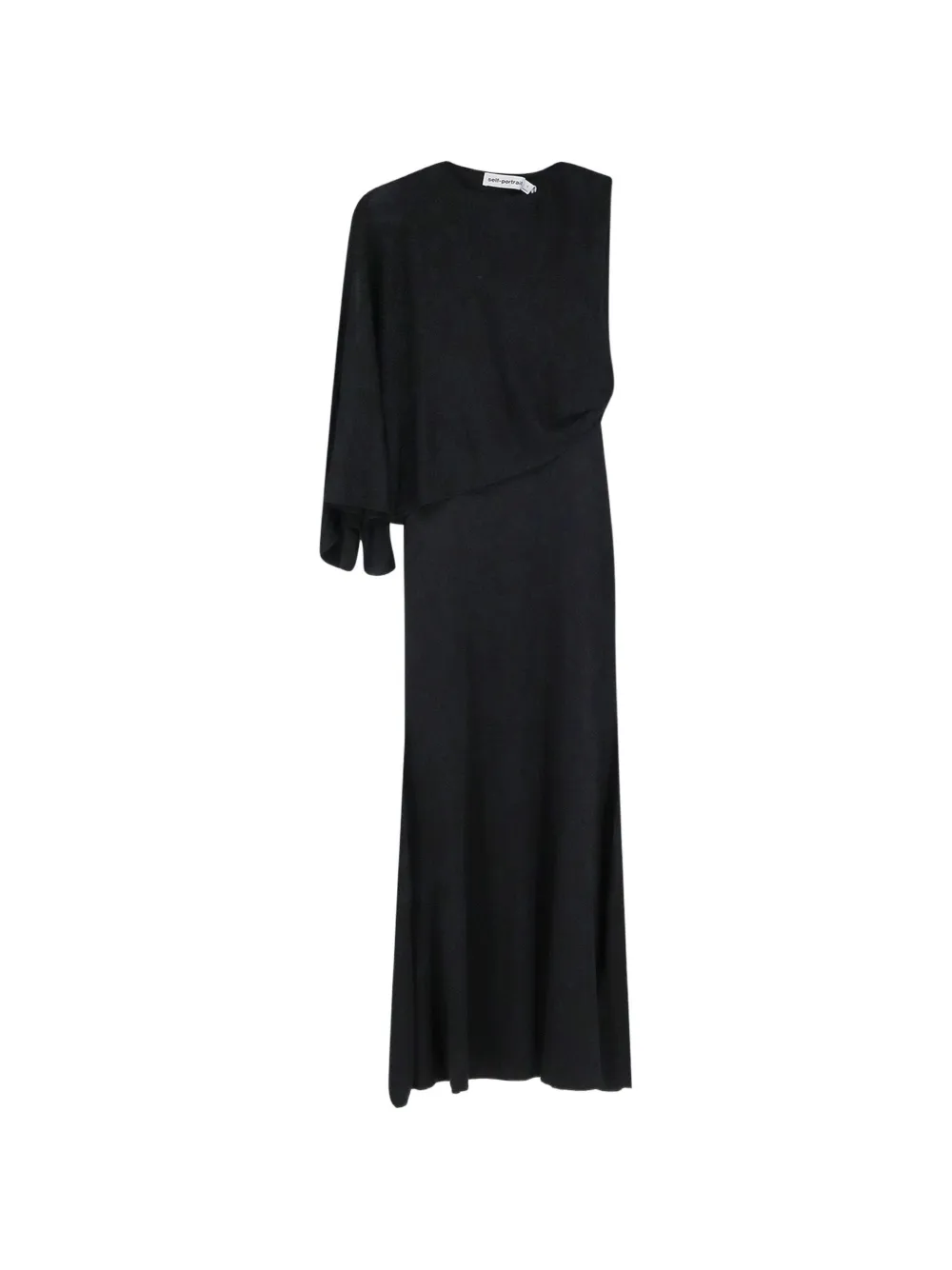 Self-Portrait asymmetric draped maxi dress - Schwarz