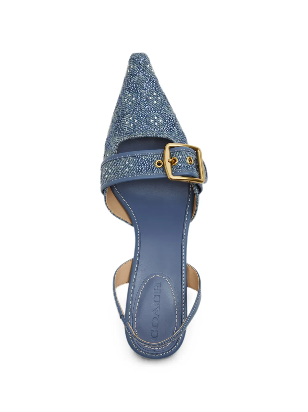 Coach crystal-embellished buckled pumps Blauw