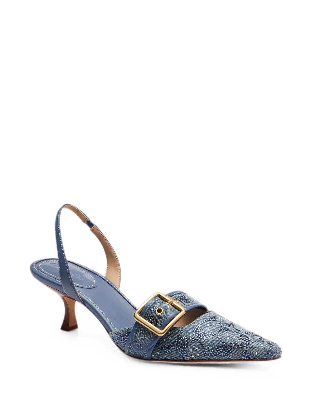 Coach crystal-embellished buckled pumps Blauw
