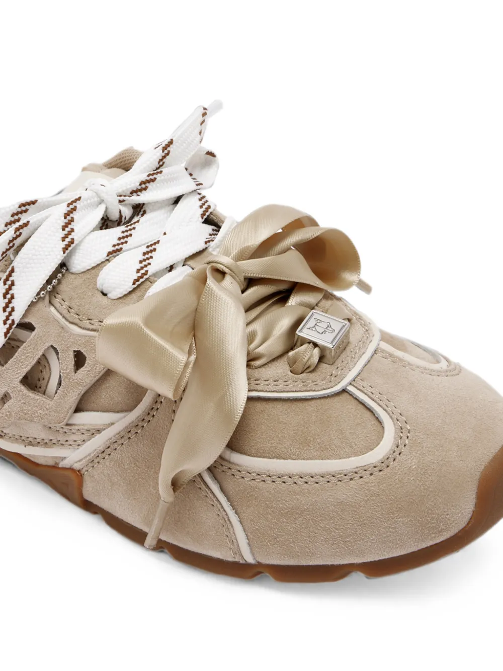 NAKED WOLFE bow-detail lace-up loafers Beige