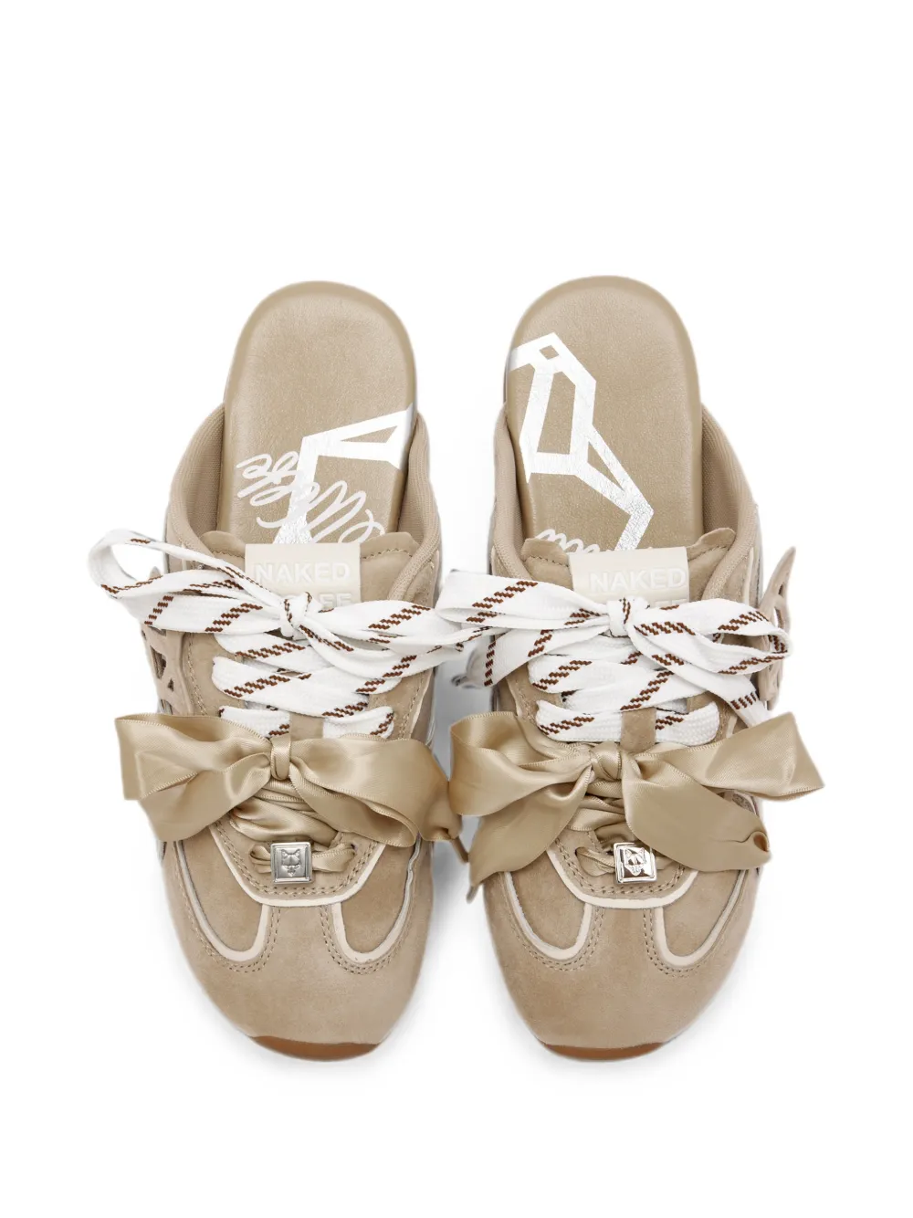 NAKED WOLFE bow-detail lace-up loafers Beige