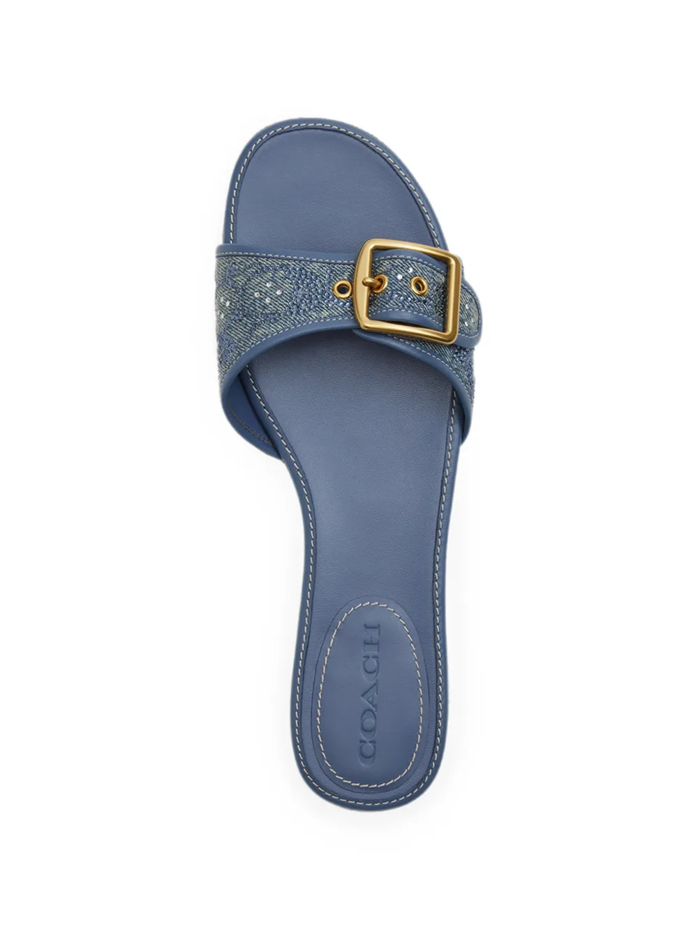 Coach crystal-embellished buckle-fastening sandals Blauw