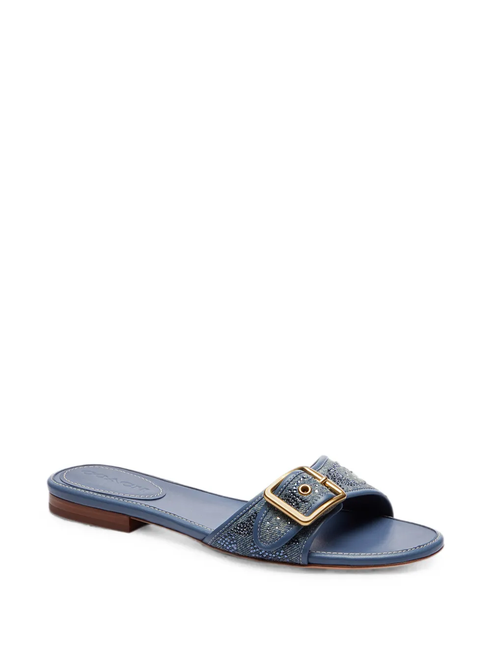 Coach crystal-embellished buckle-fastening sandals Blauw