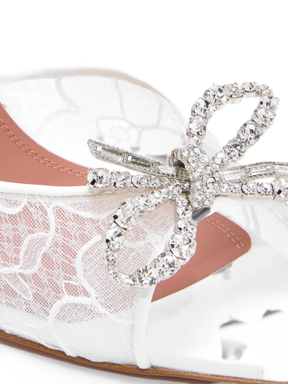 Amina Muaddi crystal-embellished lace sandals Wit