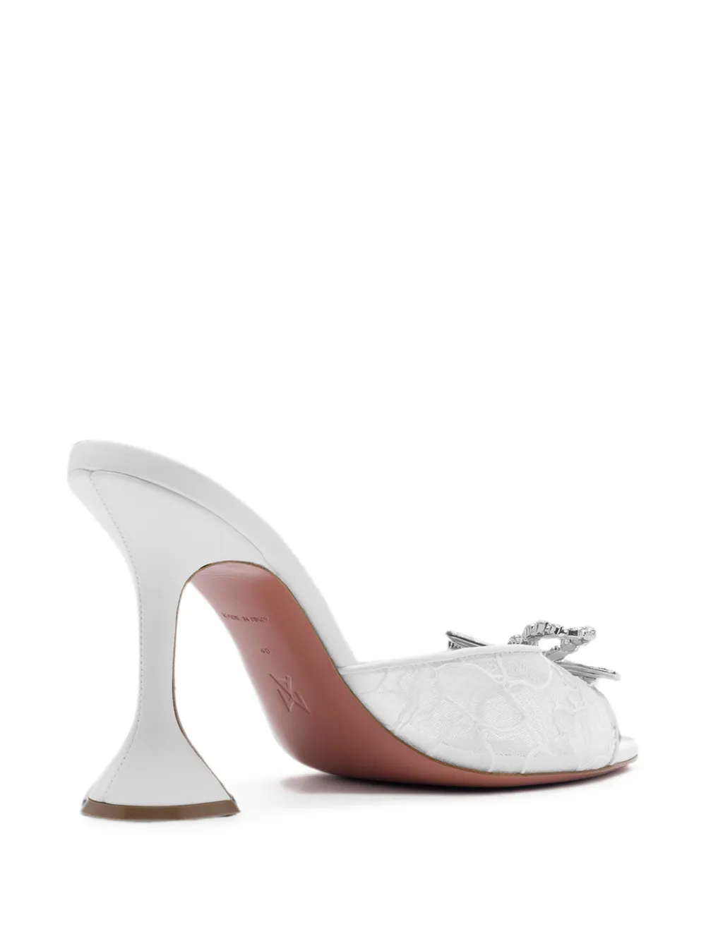 Amina Muaddi crystal-embellished lace sandals Wit
