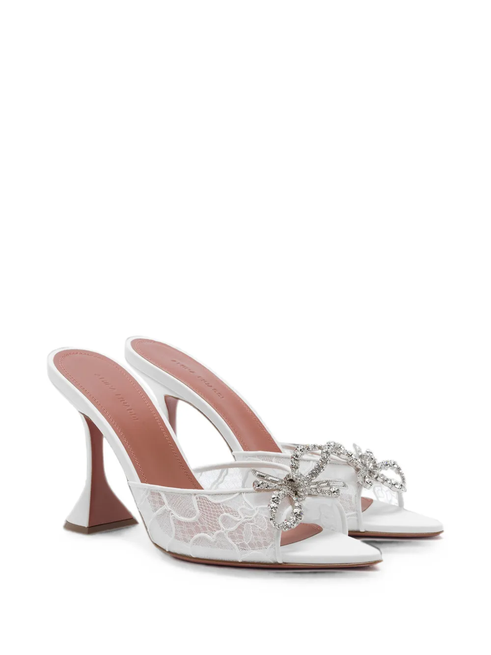 Amina Muaddi crystal-embellished lace sandals Wit