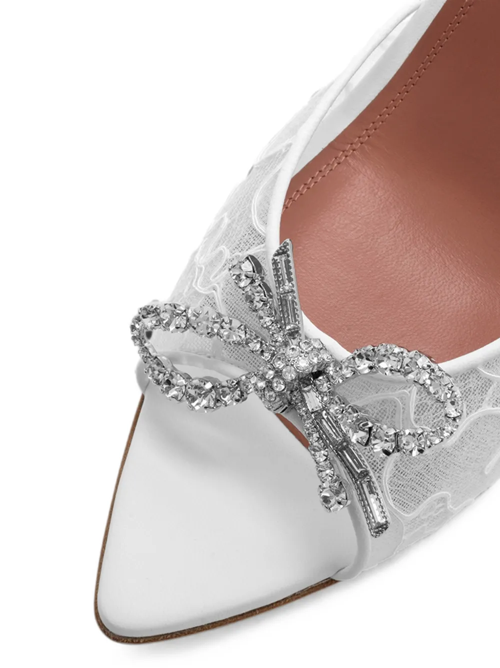 Amina Muaddi crystal-embellished lace sandals Wit